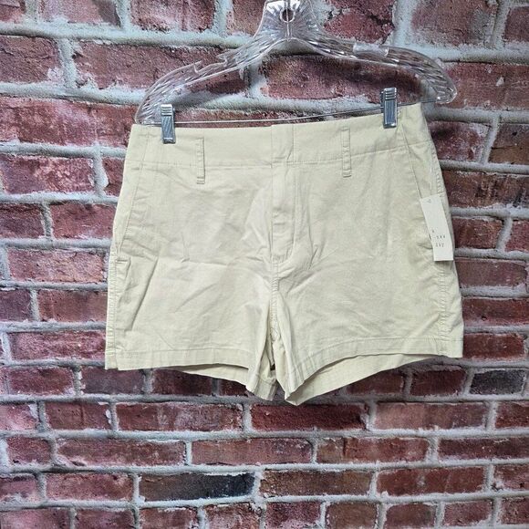 A New Day Tan High Rise Chino Shorts Size 8 Cotton Casual Everyday NEW - Picture 1 of 5